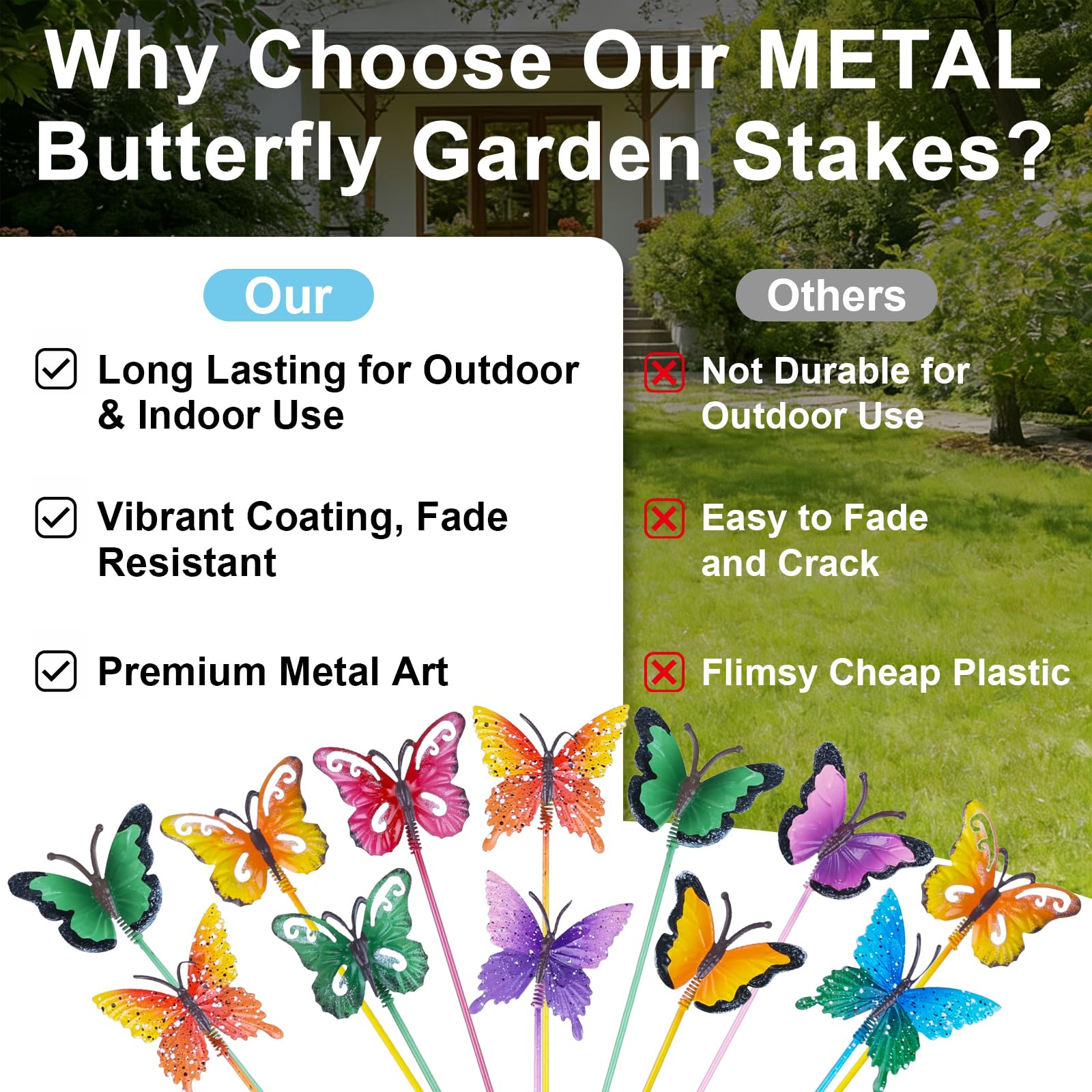hogardeck colorful butterfly decor enhances flower beds and pathways