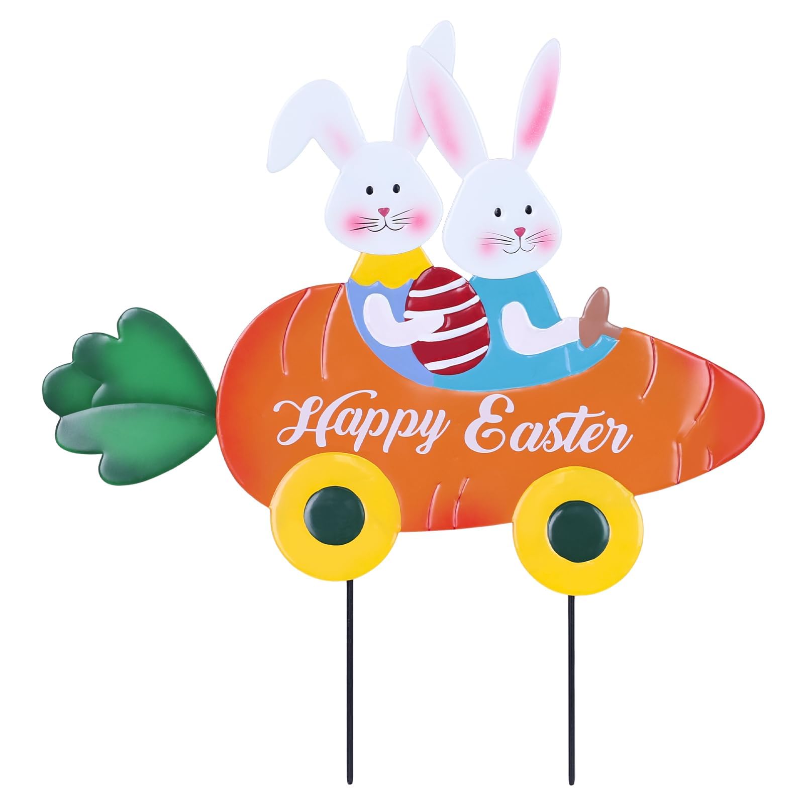 hogardeck Easter Bunny Carrot Car stake adds vibrant garden decor