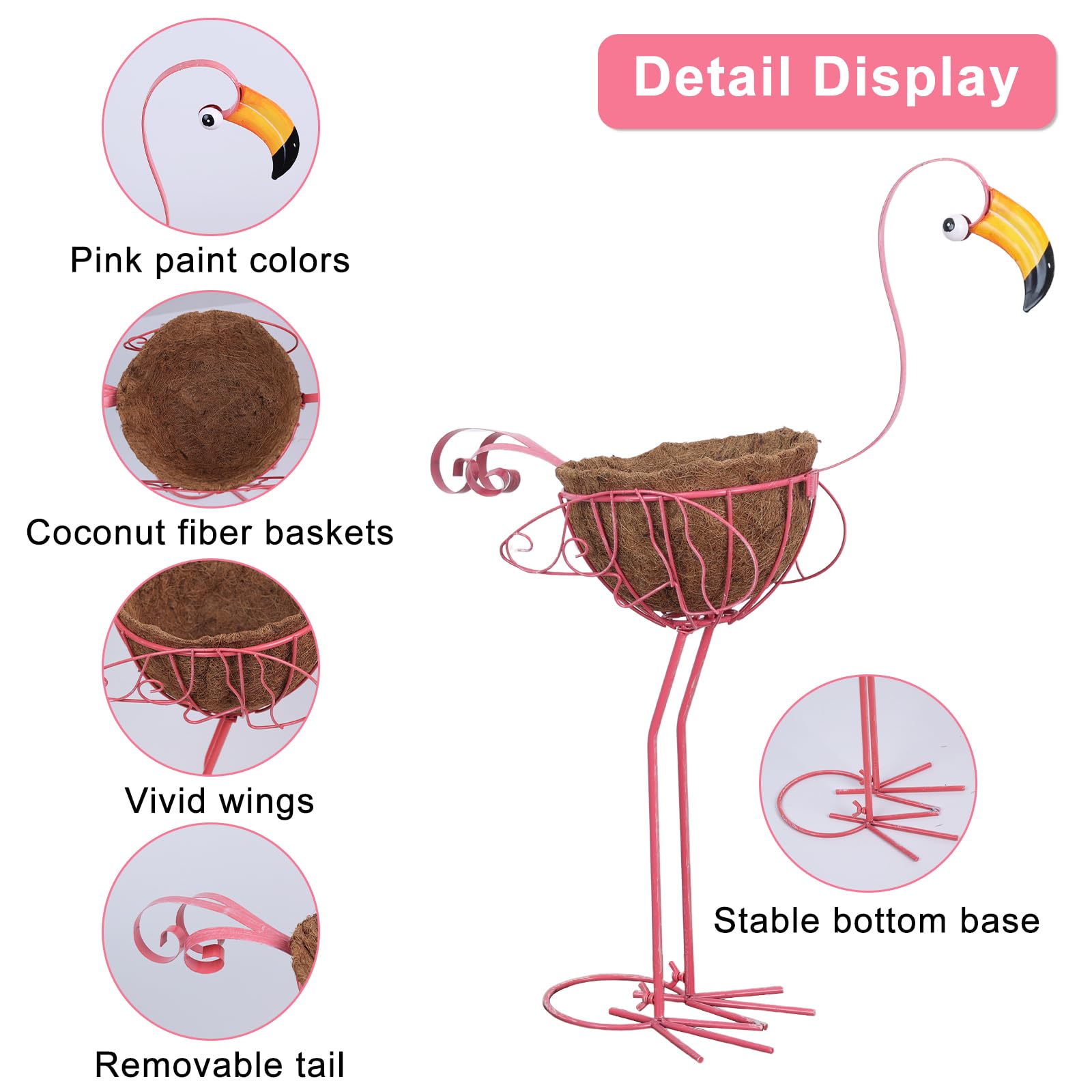 hogardeck flamingo planter coconut fiber liner for air circulation