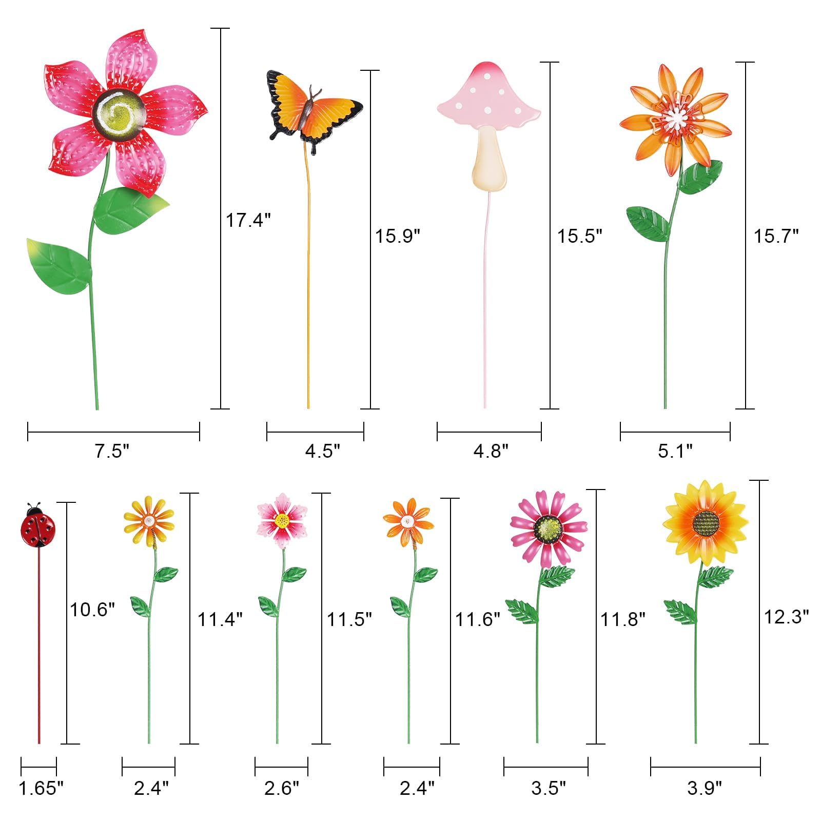 Hogardeck 3D iron flower stake provides year-round garden color.