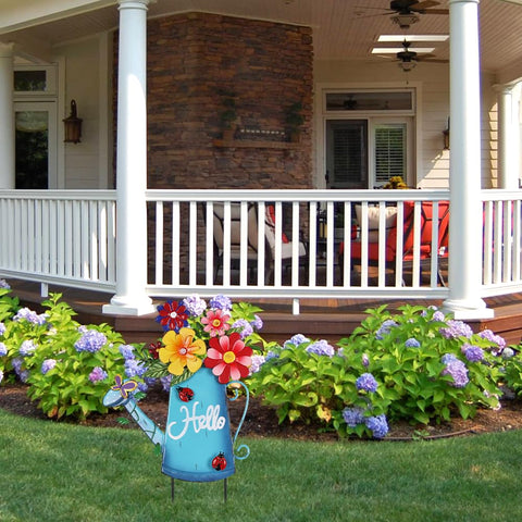 hogardeck hand-painted weather-resistant stake features vivid 3D flowers