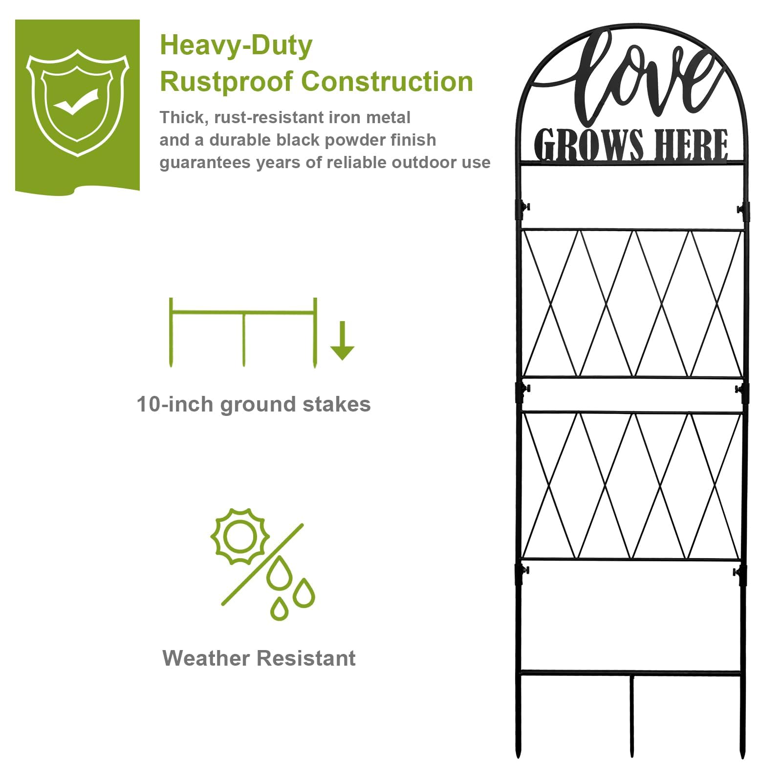 hogardeck heavy-duty rustproof trellis with black coating withstands weather