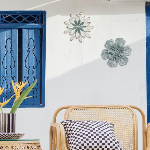 Hogardeck boho metal flowers wall decor elevates bedroom ambiance.