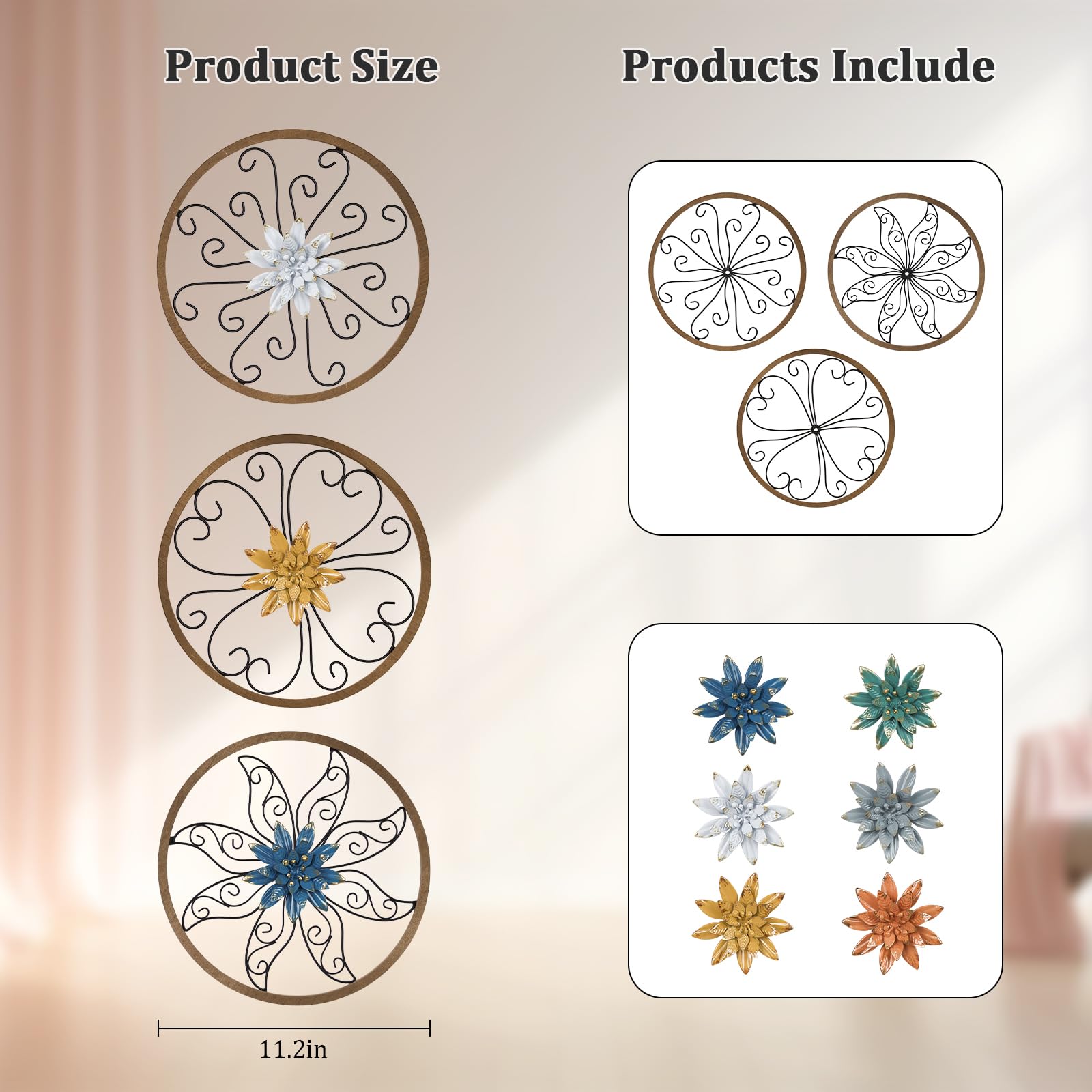 Hogardeck interchangeable flowers in six colors for customizable wall art