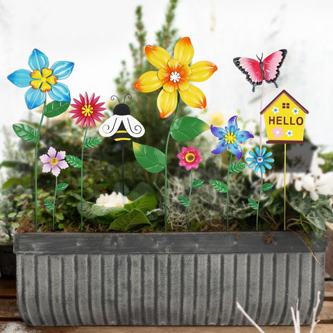 hogardeck iron flower stake classic design to elevate garden beds