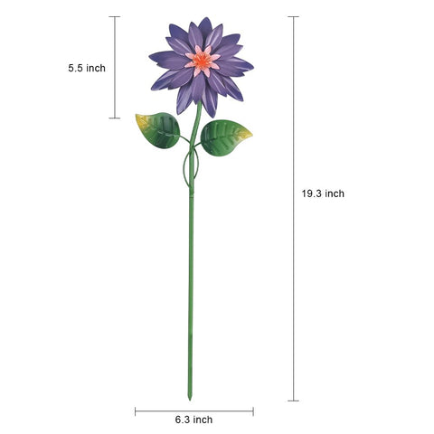hogardeck metal flower stake purple bloom shaker brightens bed edges with dynamic flutter.