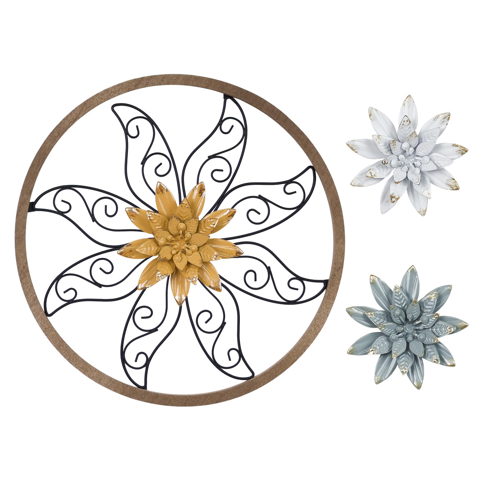 hogardeck metal flower wall decor frame detail showcases rustic scrollwork for living spaces
