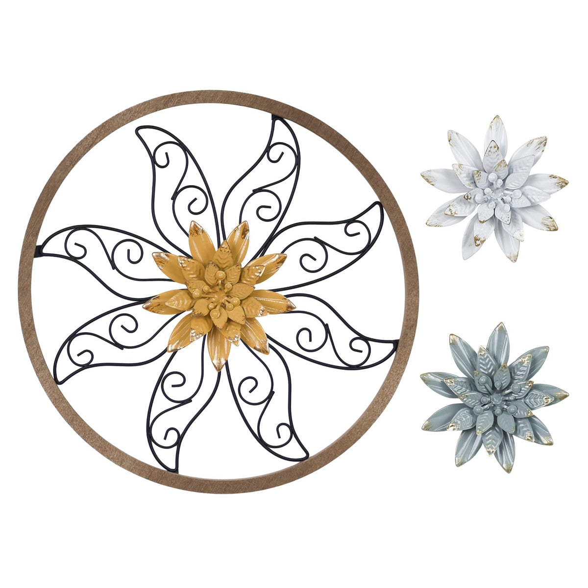 hogardeck metal flower wall decor frame detail showcases rustic scrollwork for living spaces