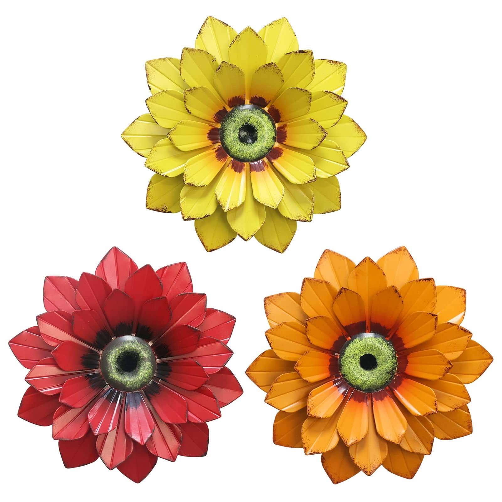 hogardeck metal flower wall decor 3-pcs adds vibrant outdoor charm to any wall