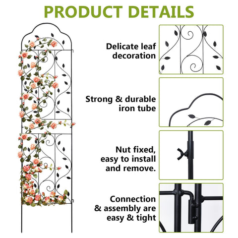 Hogardeck ornate leaf and vine trellis design enhances garden aesthetics.