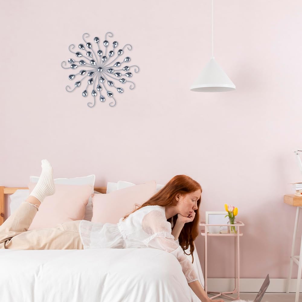 hogardeck silver starburst wall art crystal accents adds chic sparkle to any space