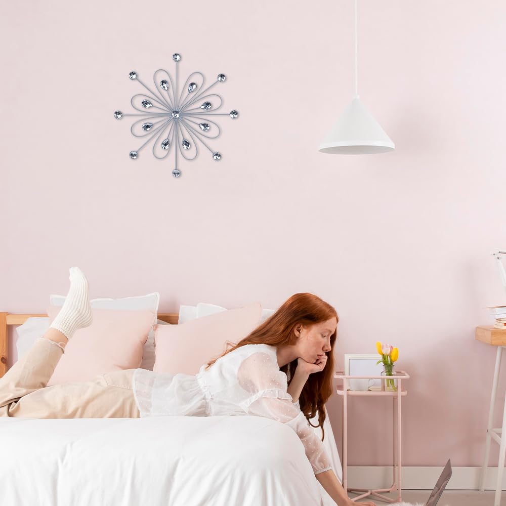 Hogardeck silver wall art jeweled crystal elevates bedroom ambiance