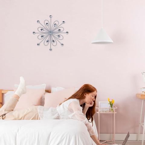 Hogardeck silver wall art jeweled crystal elevates bedroom ambiance