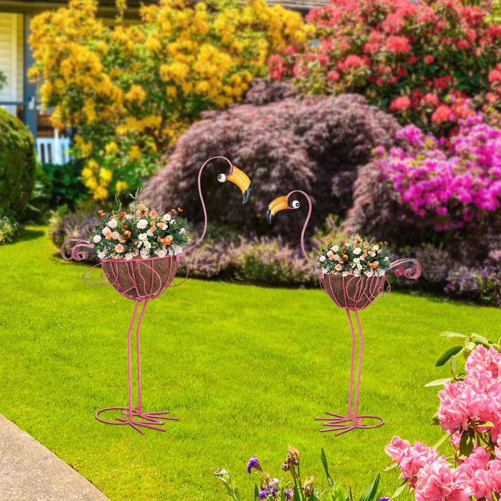 hogardeck small flamingo planter stands 24.2 inches tall