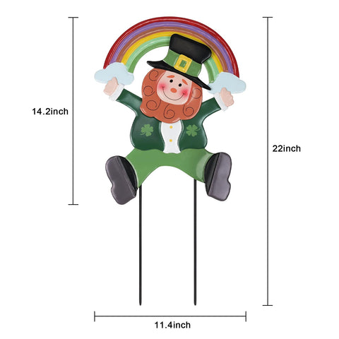 hogardeck outdoor decor leprechaun rainbow stake brightens any garden or front porch