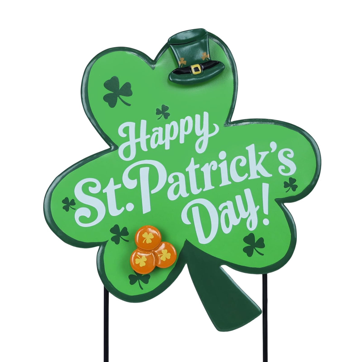 hogardeck st patricks day shamrock stake enhances garden curb appeal.