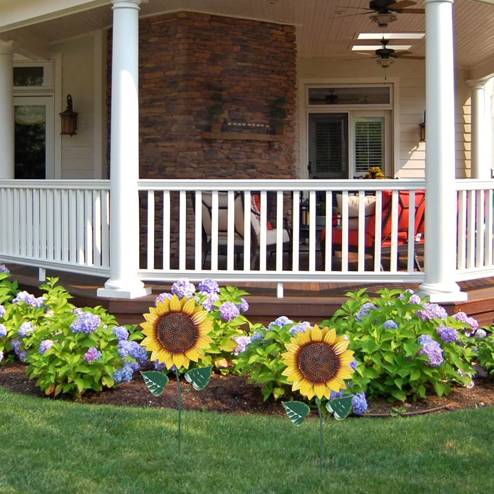 hogardeck sunflower garden stake hand-painted finish adds charm
