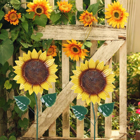 hogardeck sunflower outdoor garden decor vertical stake for lawn borders
