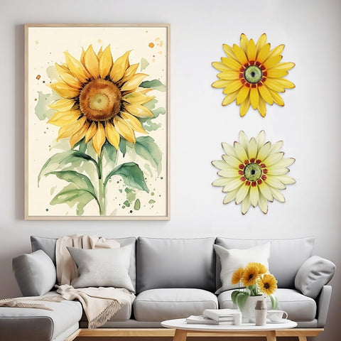 hogardeck sunflower wall decor 11inch 2pc 3d-depth close-up highlights texture for any room