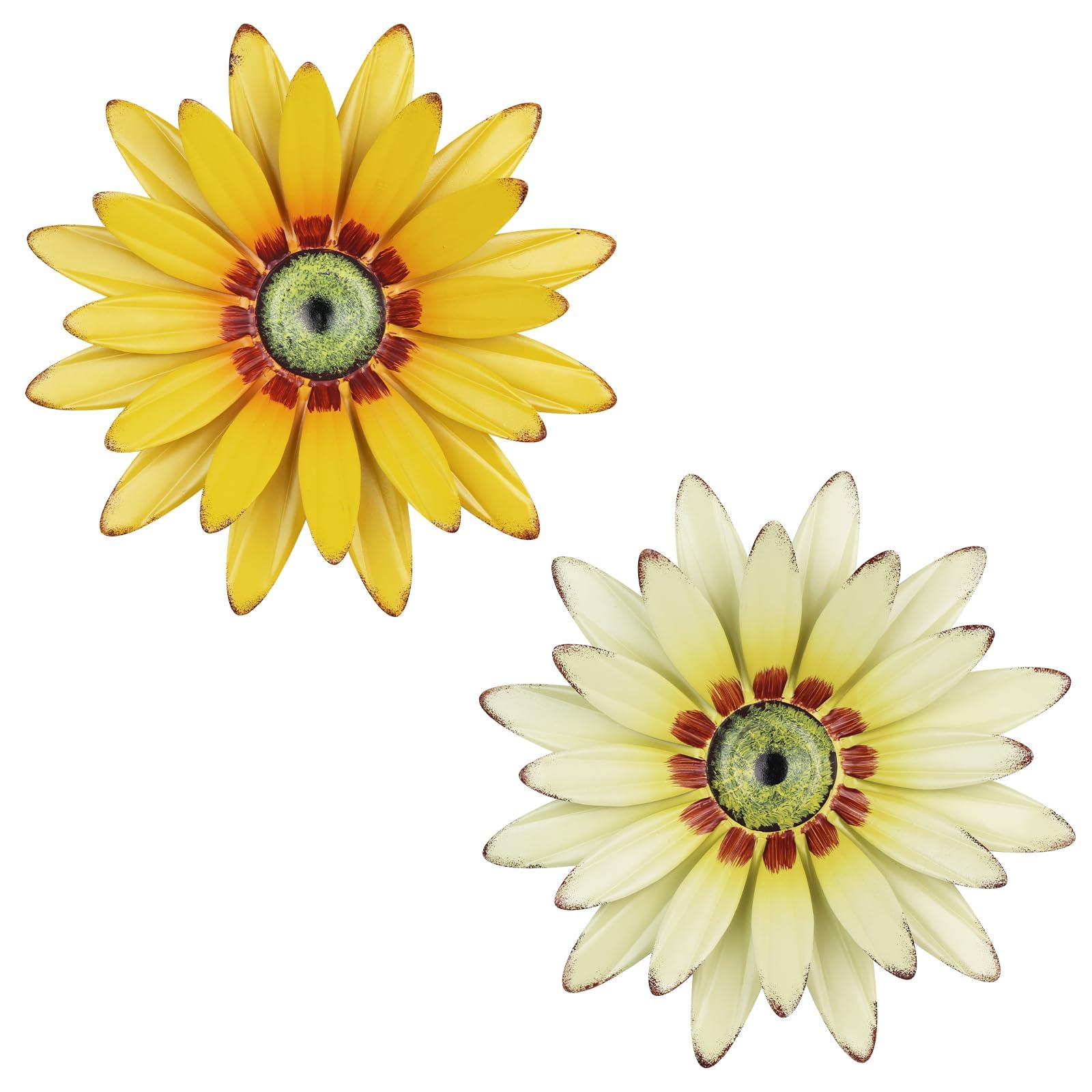 hogardeck sunflower wall decor 11inch 2pc front view enhances indoor walls with vibrant metal bloom