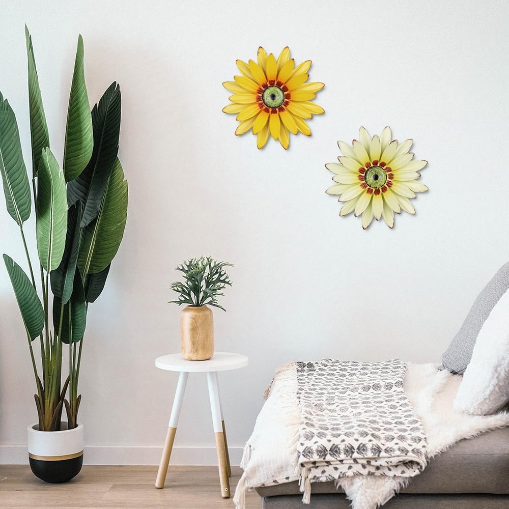 hogardeck sunflower wall decor 11inch 2pc outdoor-ready finish withstands sun and weather