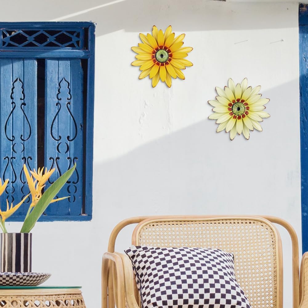 hogardeck sunflower wall decor 11inch 2pc ideal for living room porch or garden wall