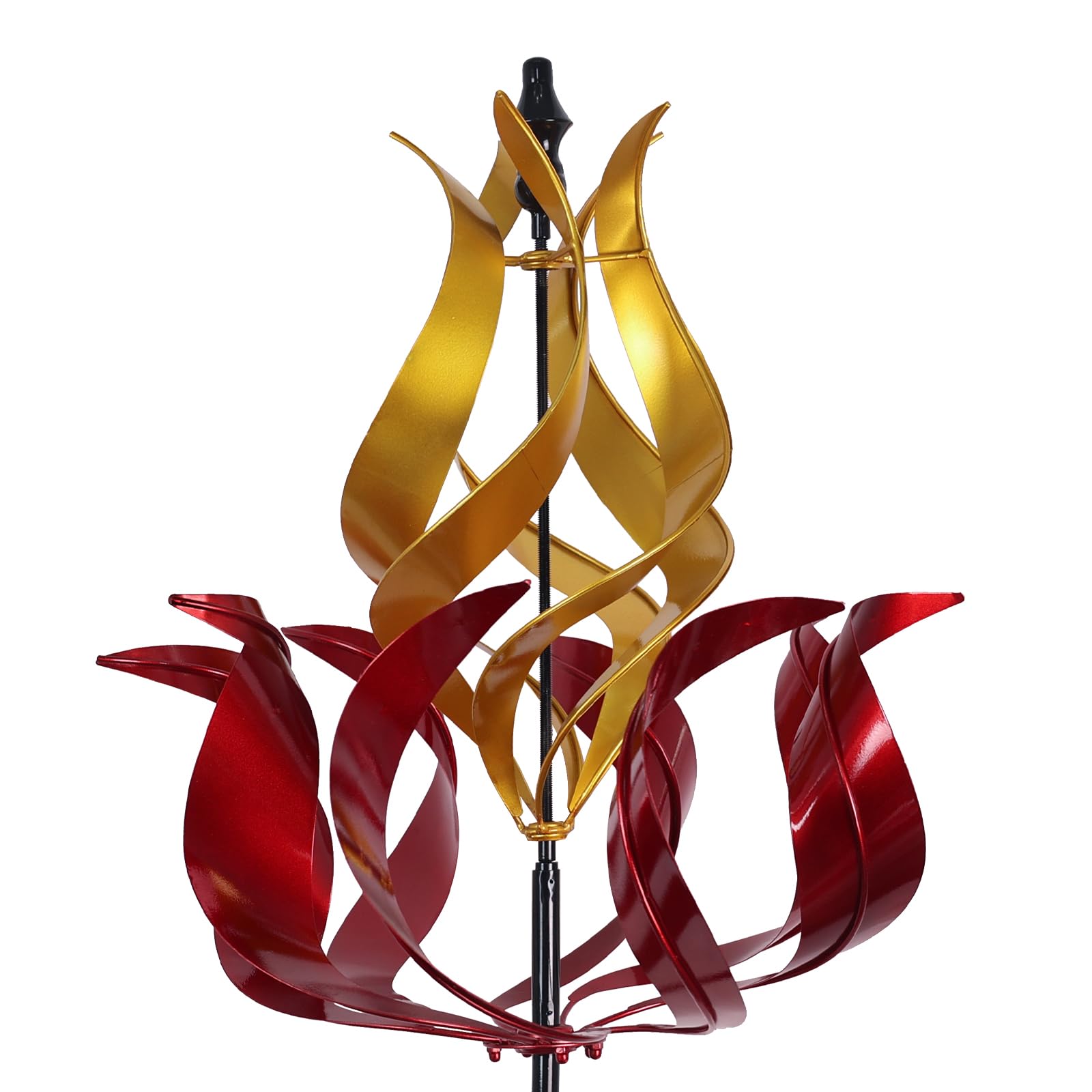 Hogardeck tulip wind spinner in red and gold delights outdoor spaces with a dynamic 360° spin.