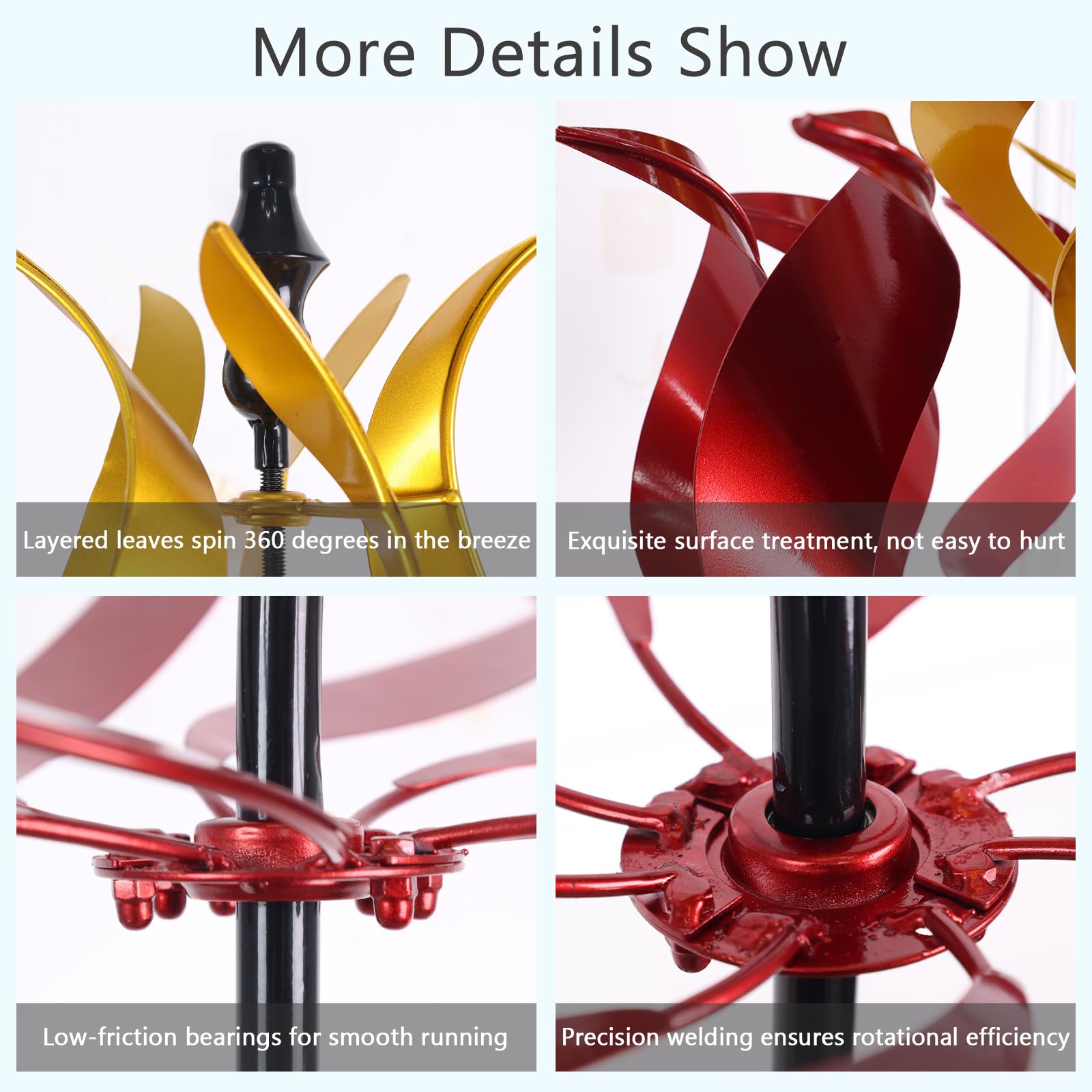 Hogardeck all-weather metal spinner resists rain and sun while staying bright.