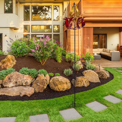 Hogardeck yard art wind spinner provides relaxing visual ambiance outdoors.