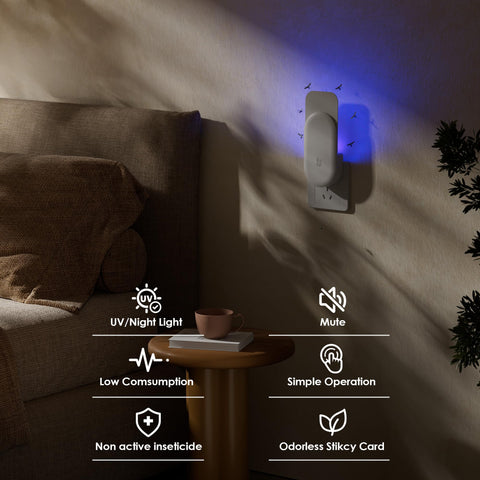 Hogius night-light mode provides gentle illumination while trapping flying insects.