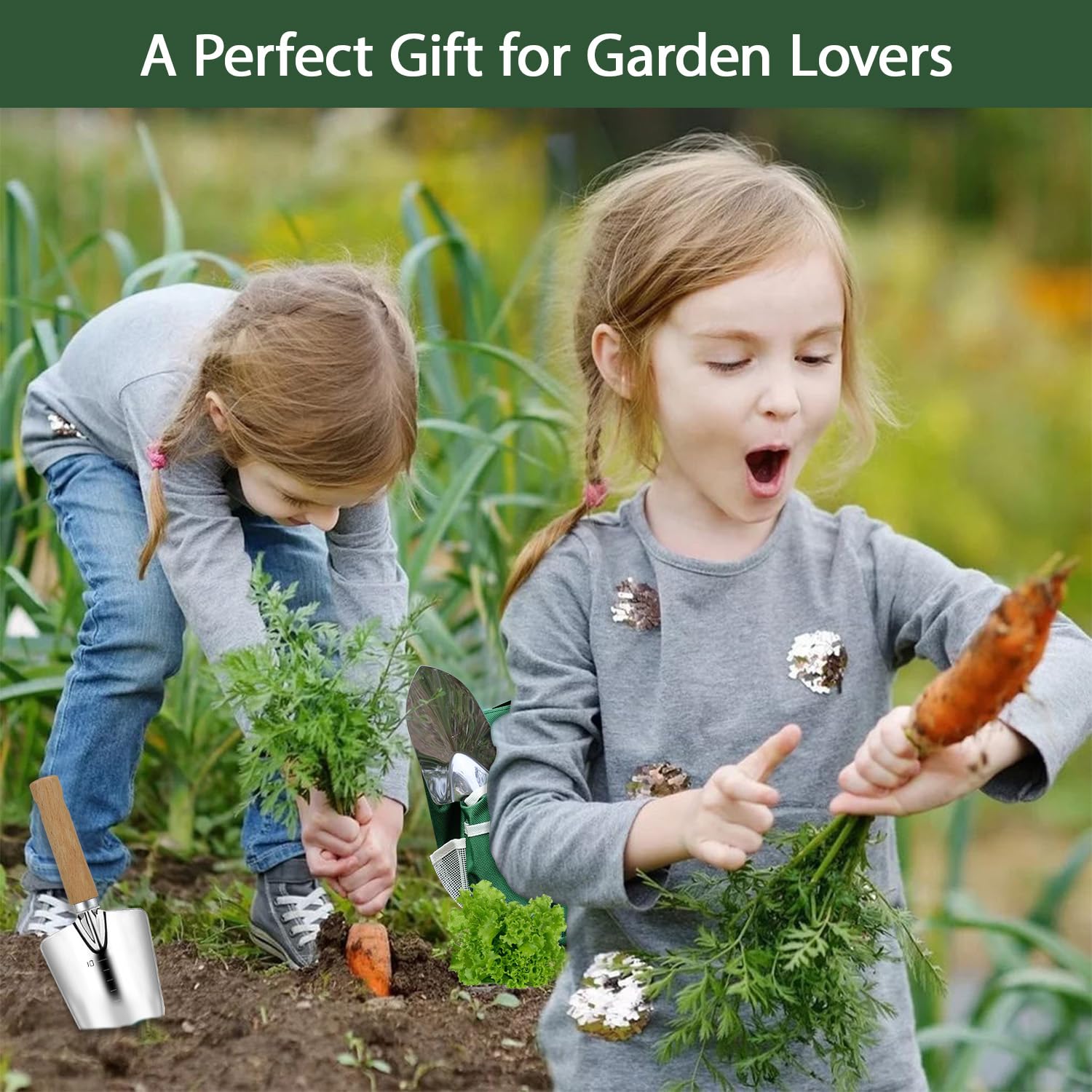 HoHaing garden tool set ergonomic wooden handles reduce fatigue.
