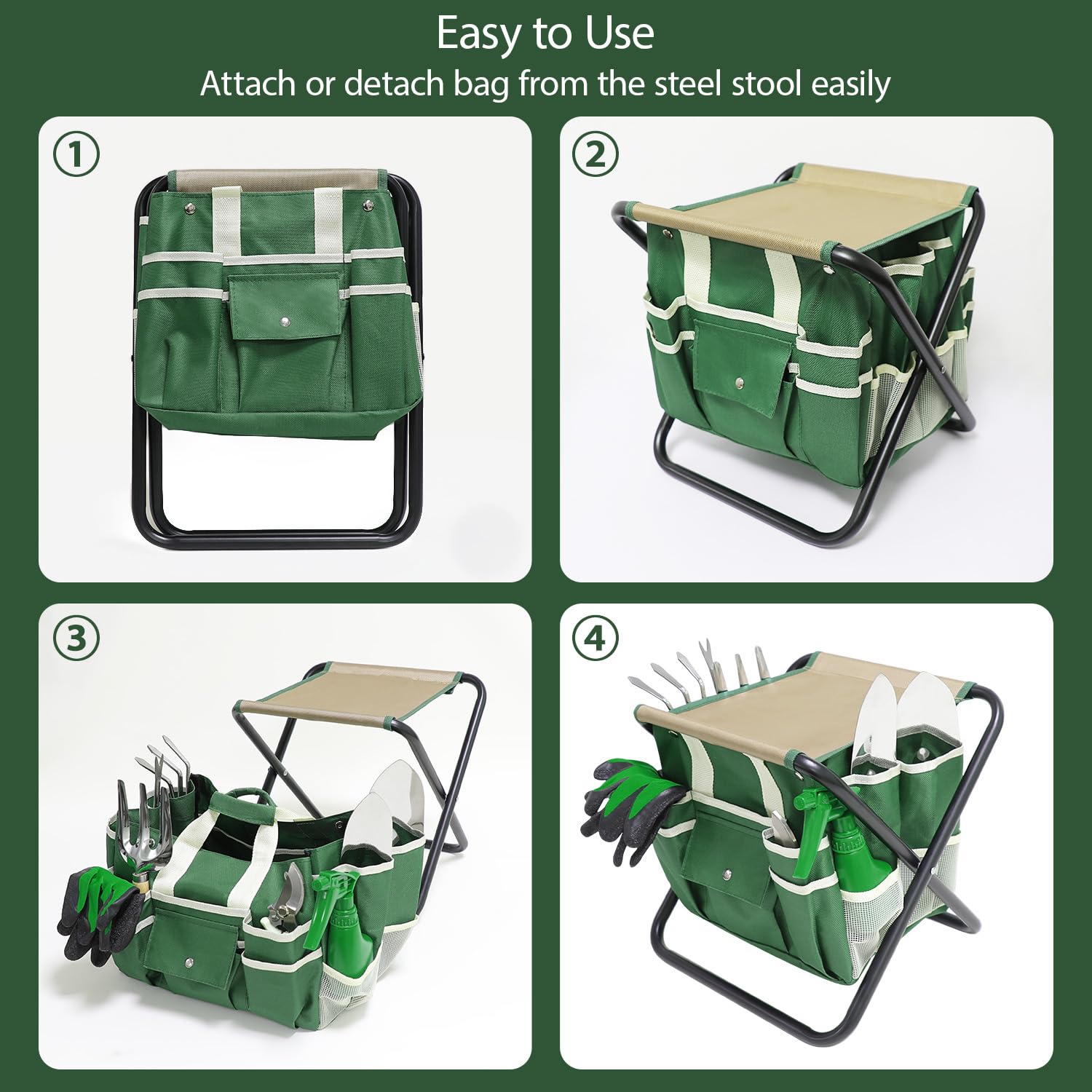 HoHaing garden tool set stainless steel tools resist rust and wear.