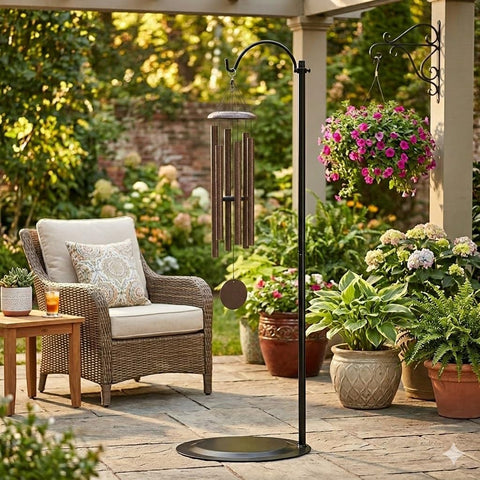 HOHIYA heavy-duty stand holds lanterns securely for patio decor.