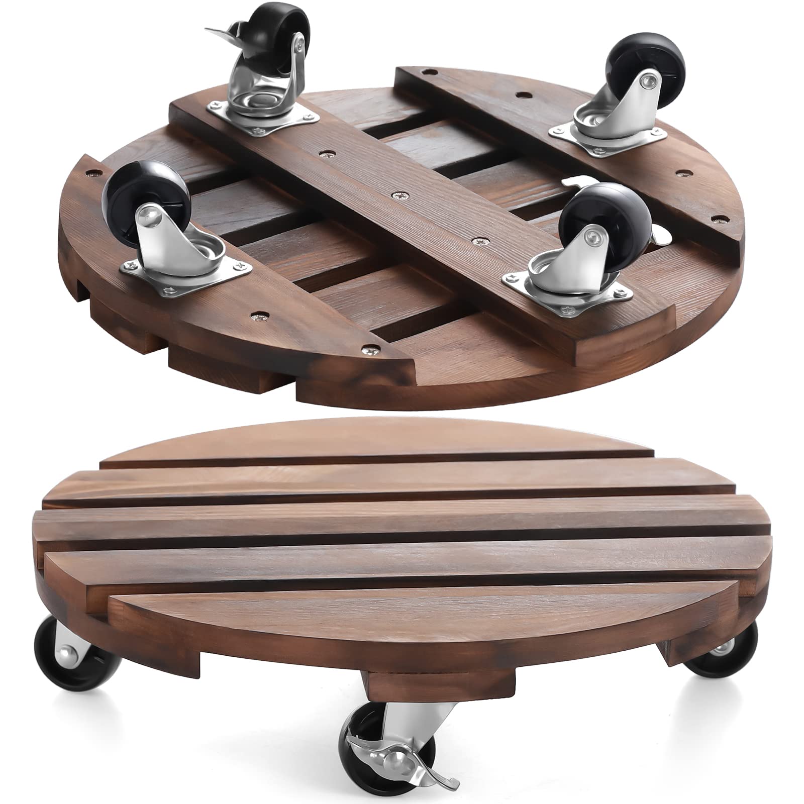 HOHY 2pack 12-inch plant caddy with rolling wheels for easy patio repositioning