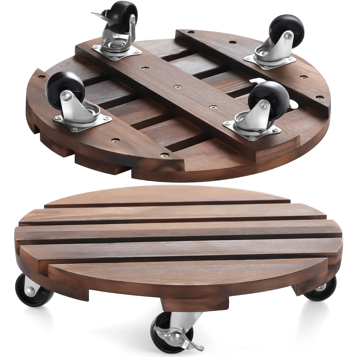 HOHY 2pack 12-inch plant caddy with rolling wheels for easy patio repositioning