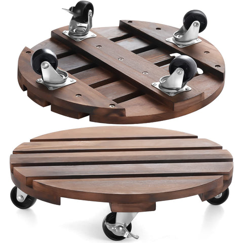 HOHY 2pack 12-inch plant caddy with rolling wheels for easy patio repositioning