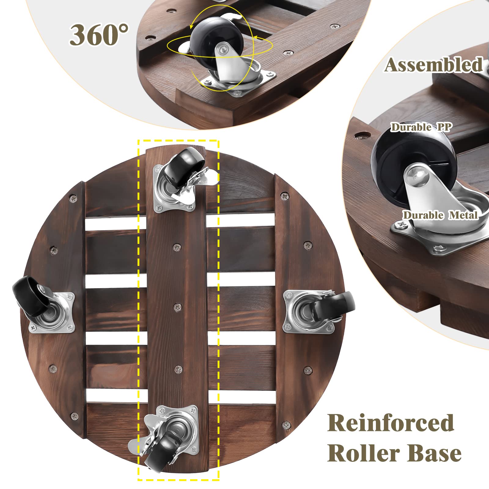 HOHY 360-degree lockable casters ensure smooth movement and secure placement
