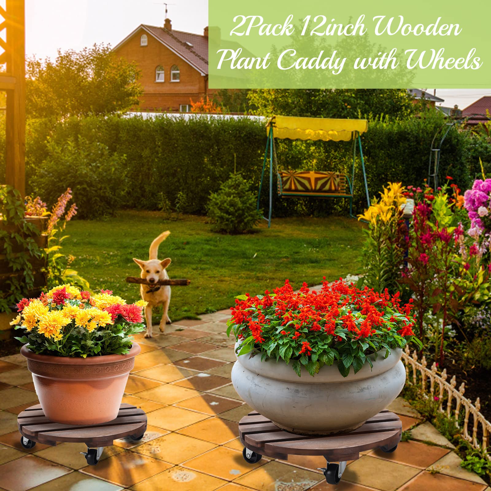 HOHY assembled heavy-duty plant caddy with smooth wheels for easy rearrangement