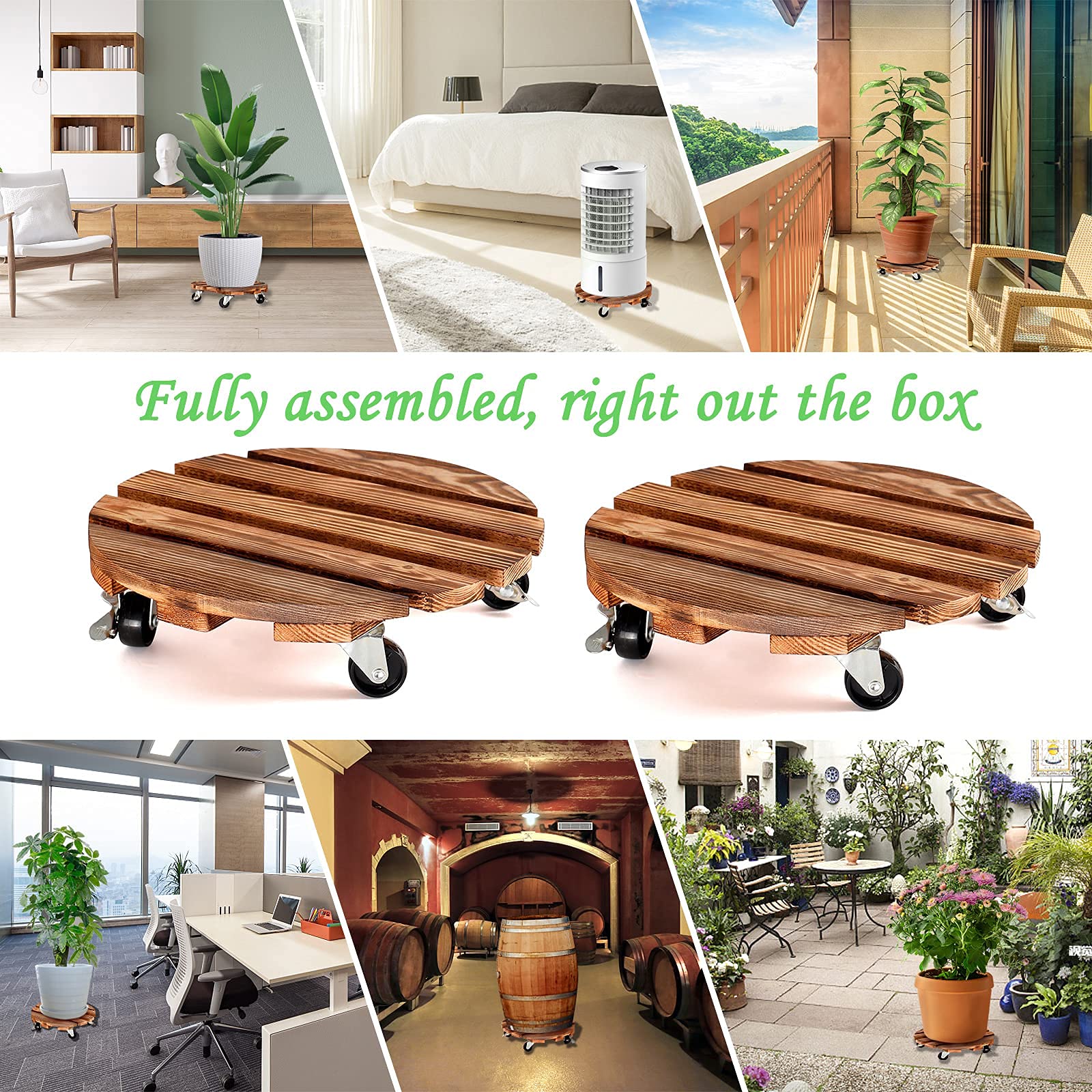HOHY plant dolly with lockable wheels keeps pots stable on uneven floors