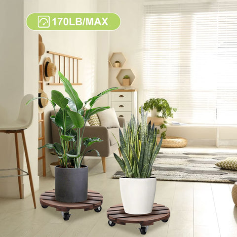 HOHY pine wood plant dolly 12in for sturdy outdoor use and long-lasting support