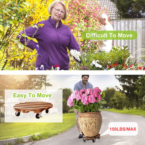 HOHY rolling plant stand with 360-degree wheels for smooth indoor relocated pots