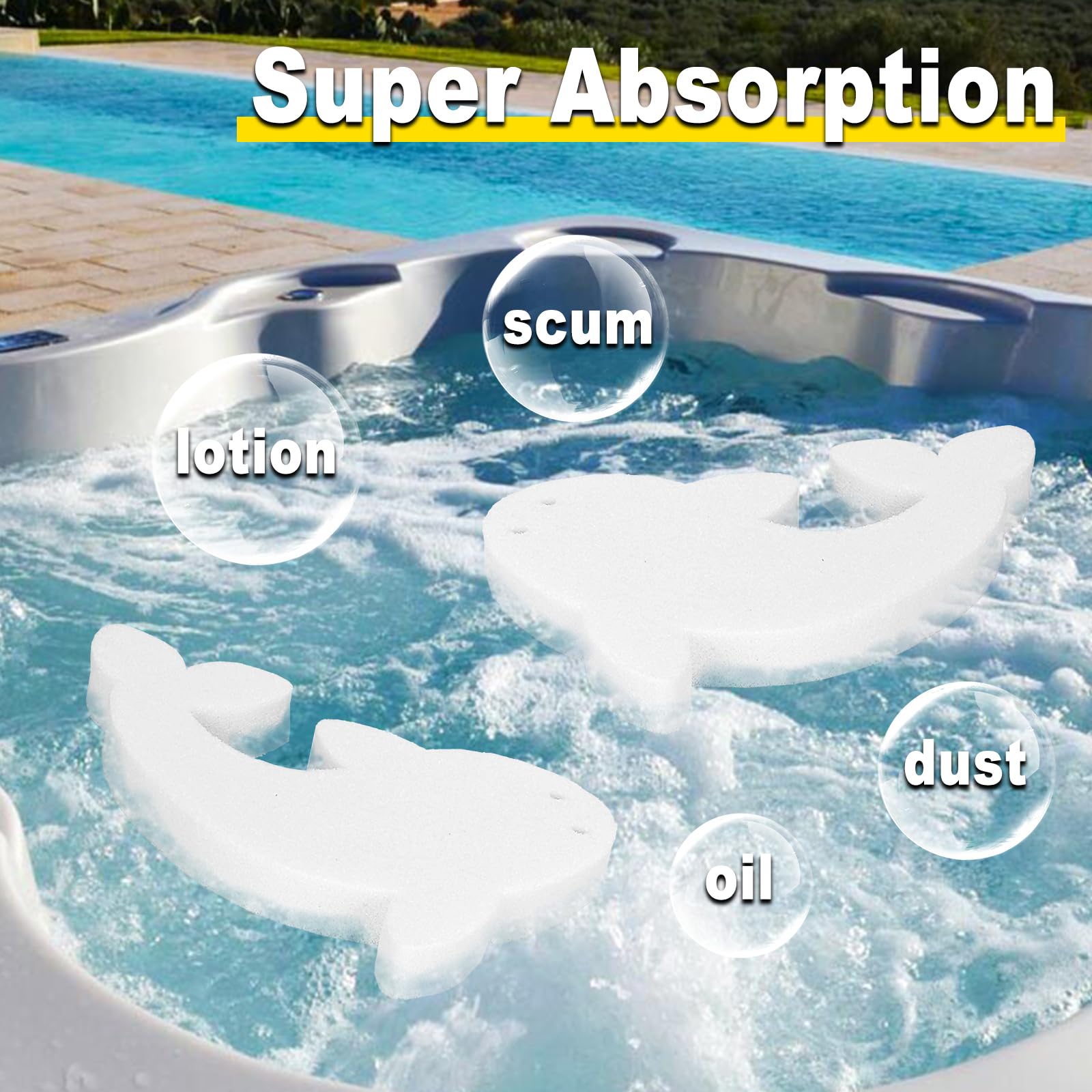 HOICATED pool and spa sponge cleans water to reduce maintenance