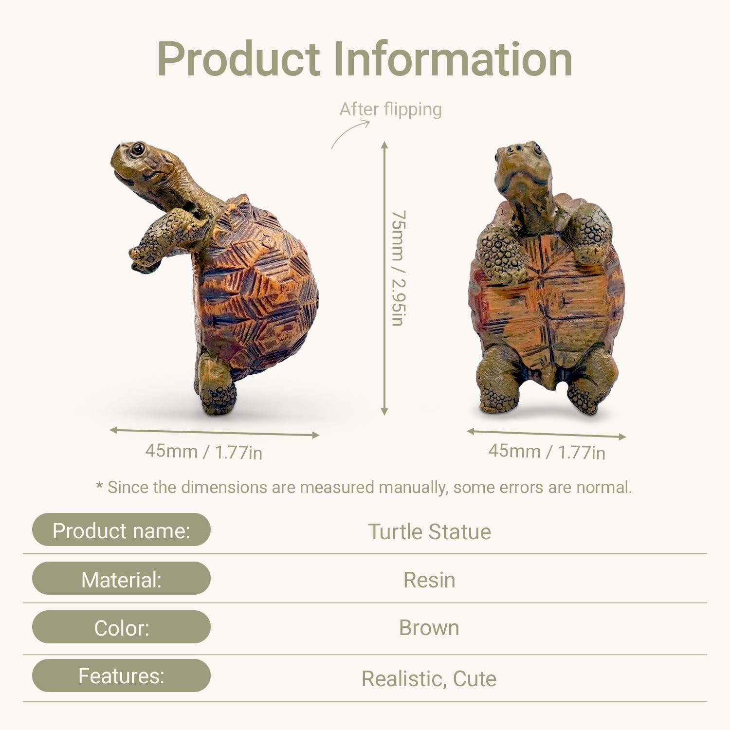 HoiiYoza tortoise figurine adds woodland charm to planters and desktops.