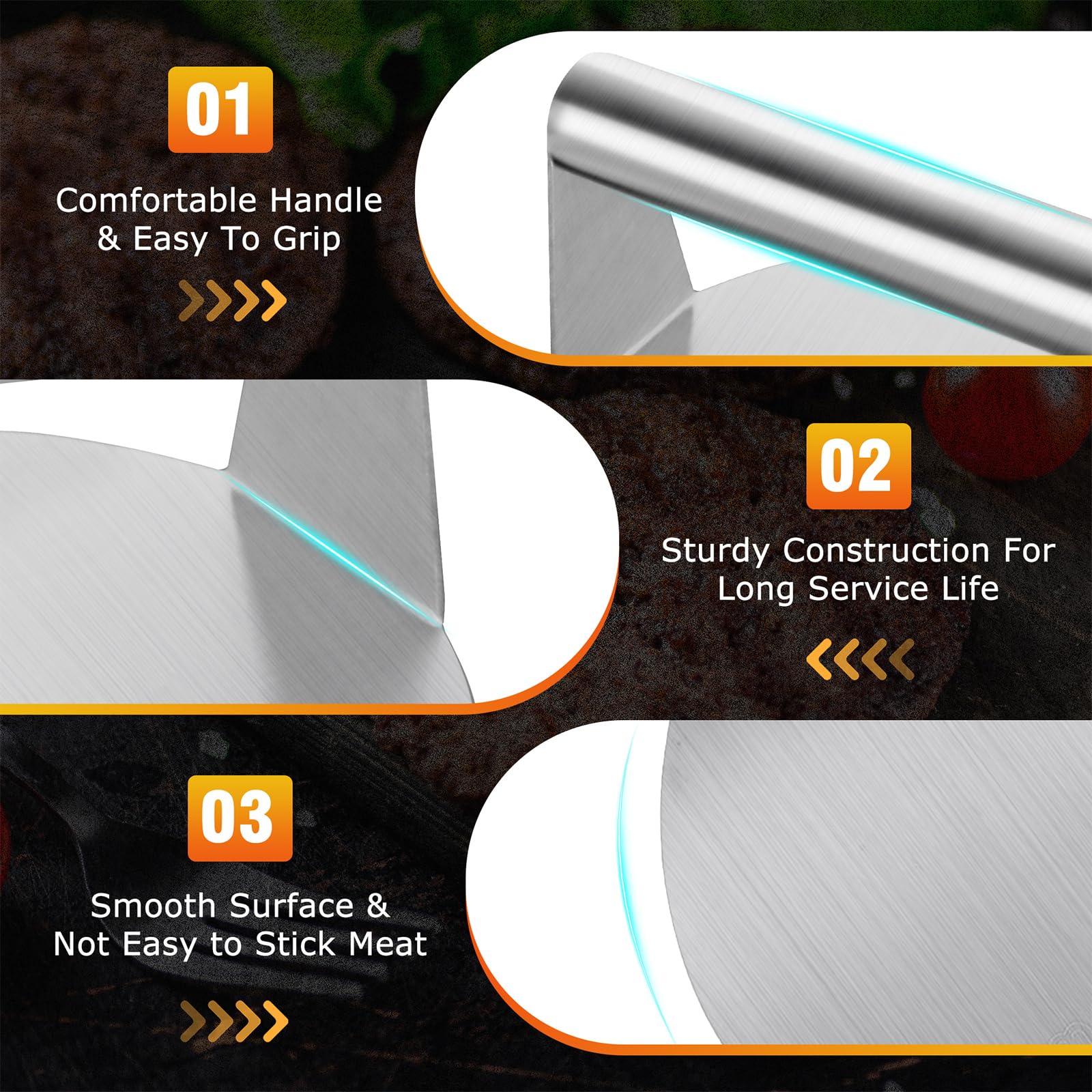 hoimetis burger press flat-bottom ensures even patties