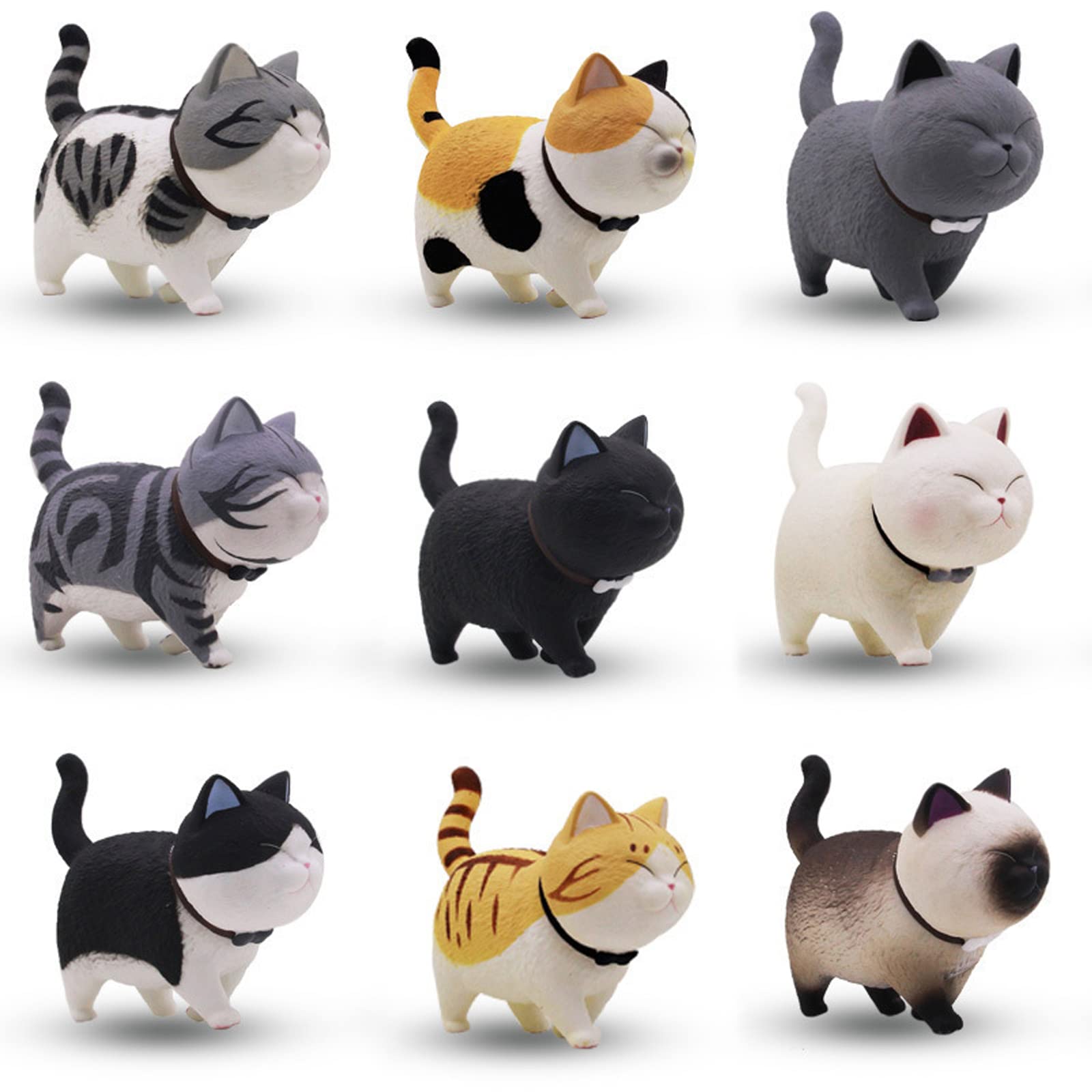 HOINCO 9-piece miniature cat figurines set for cute home garden decor