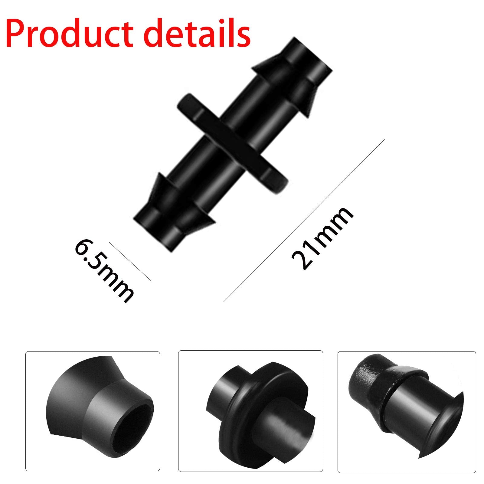 HOINCO barbed connectors closeup with tight seal for leak-free irrigation.