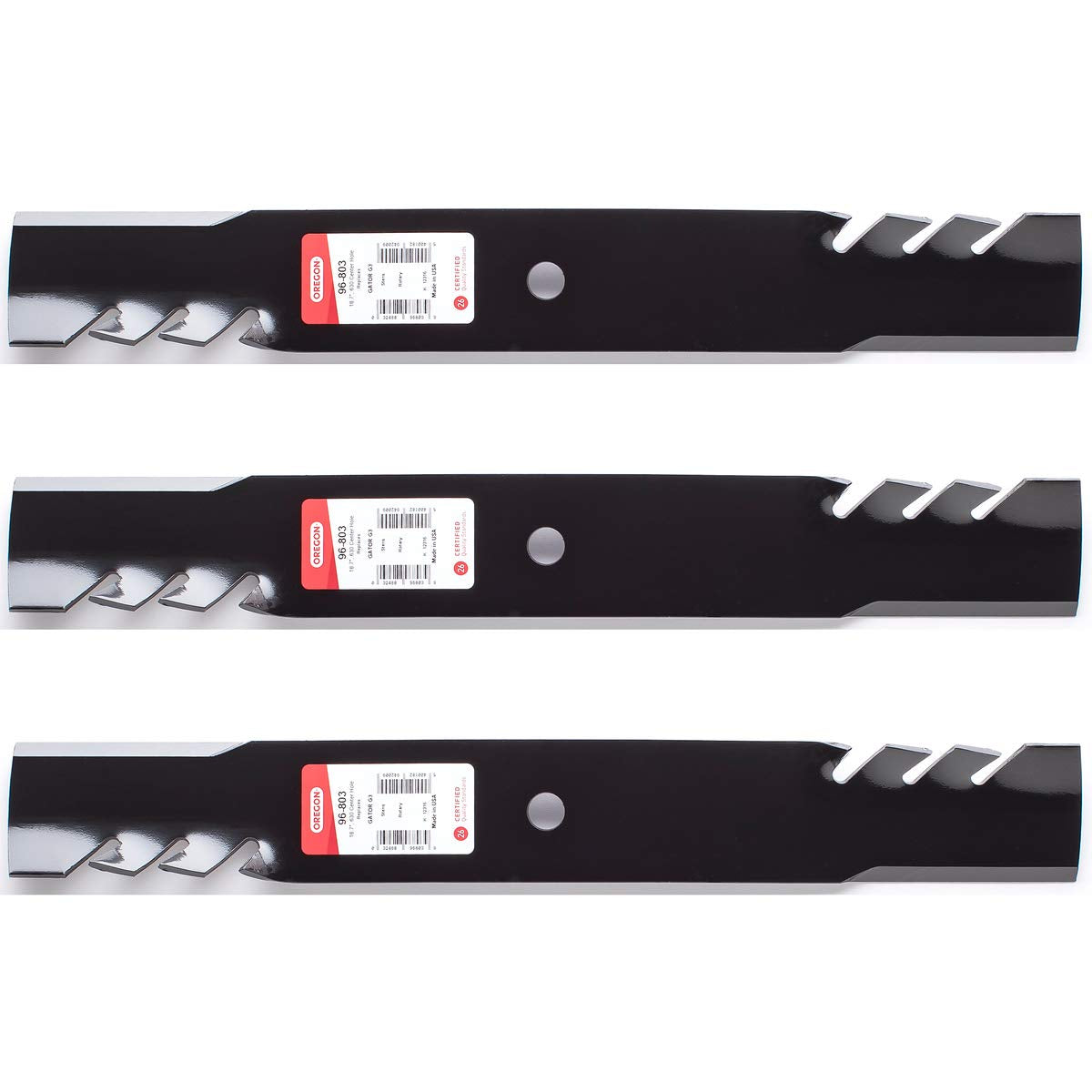 Hoiyen 96-803 G3 Gator blades front view for 54-inch Toro mower; sharper cut potential