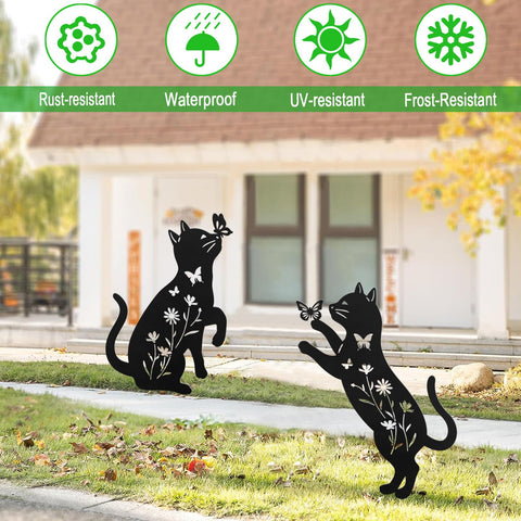 Hokfirm cat stake outdoor black backyard view with easy ground installation.