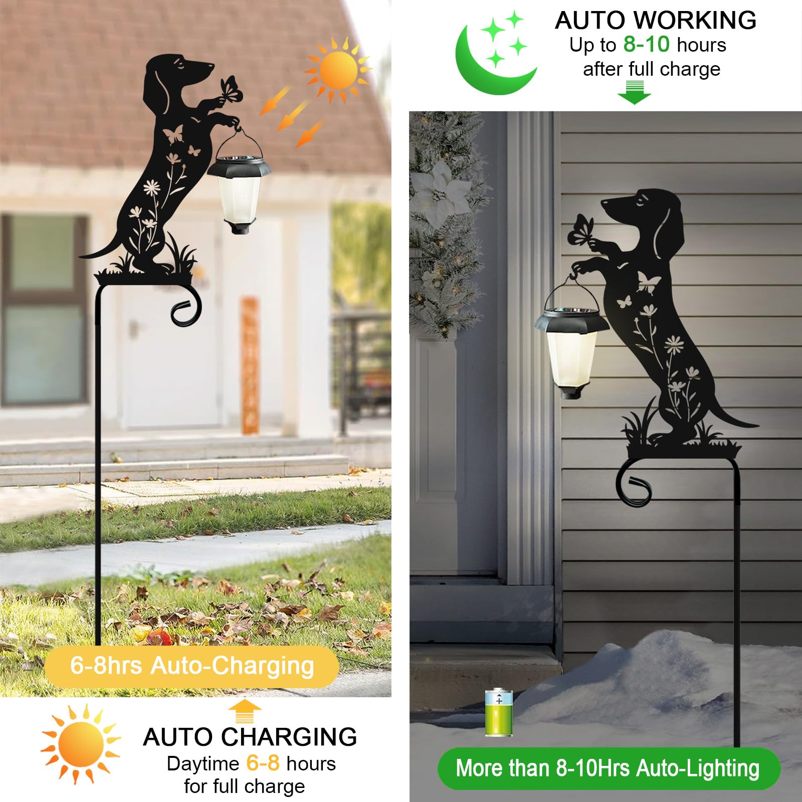 Hokfirm Dachshund silhouette garden decor with weather-resistant metal