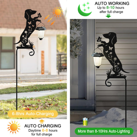 Hokfirm Dachshund silhouette garden decor with weather-resistant metal